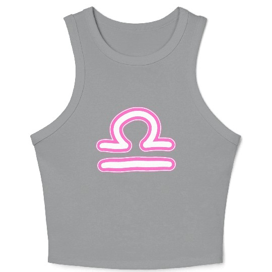 Libra Zodiac Sign Neon Pink Crop Tank Top