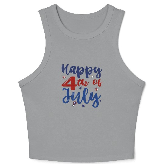 Fireworks Happy 4th Of July US Flag American 4th Crop Tank Top