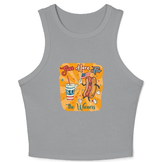 I'm Just Here For The Wieners Cartoon Hot Dog 4Th Crop Tank Top