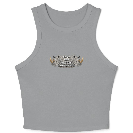 Save The Chubby Unicorns Rhinoceros Design Crop Tank Top