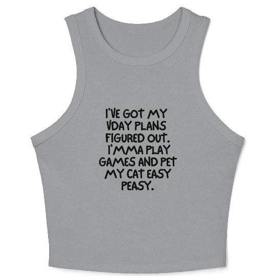 Gaming And My Cat Are My Valentine Crop Tank Top