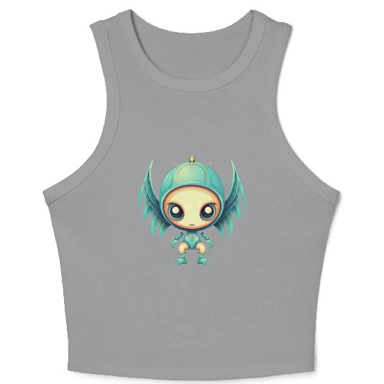 Alien Angel Wings Cyborg - Futuristic Design Crop Tank Top