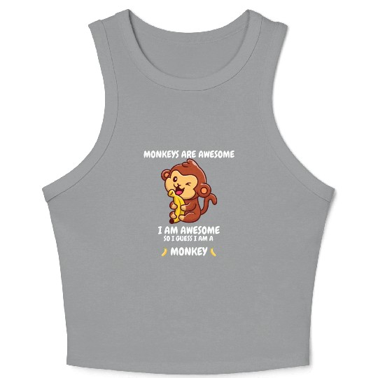 Cute monkey with a banana Crop Tank Top