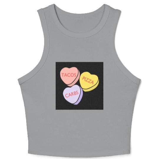 FRONTARTFunny Conversation Hearts Candy Crop Tank Top