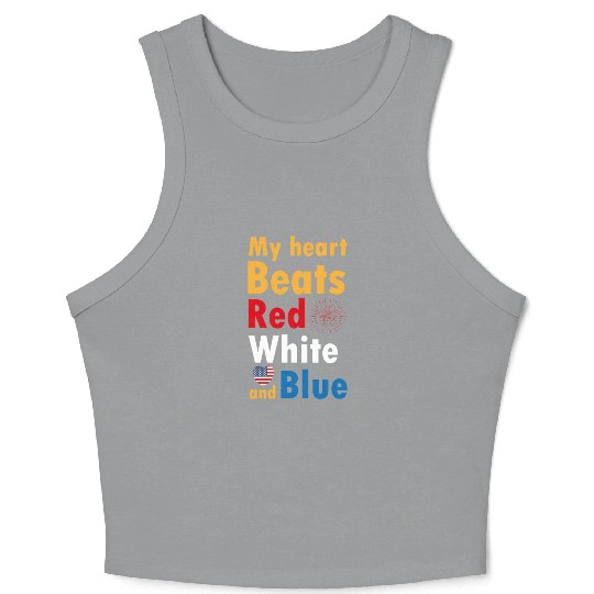 my heart beats red white and blue Crop Tank Top