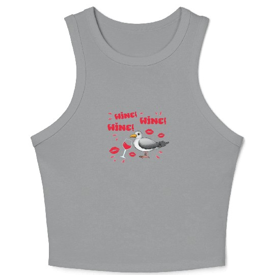 Wine Seagull Bird Lover Shorebird Seagulls Crop Tank Top