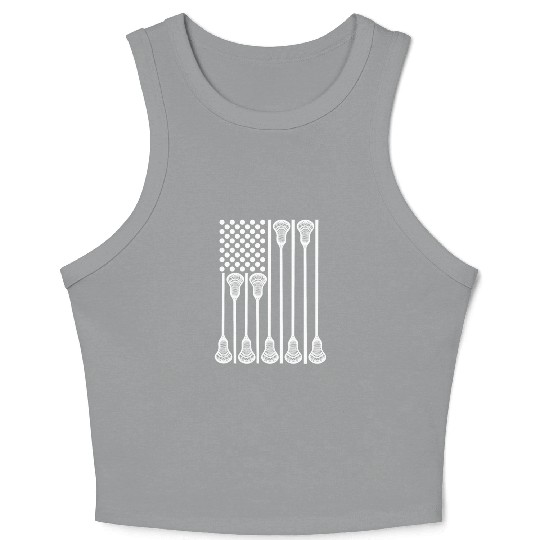 Patriotic US Lacrosse Player Crop Tank Top