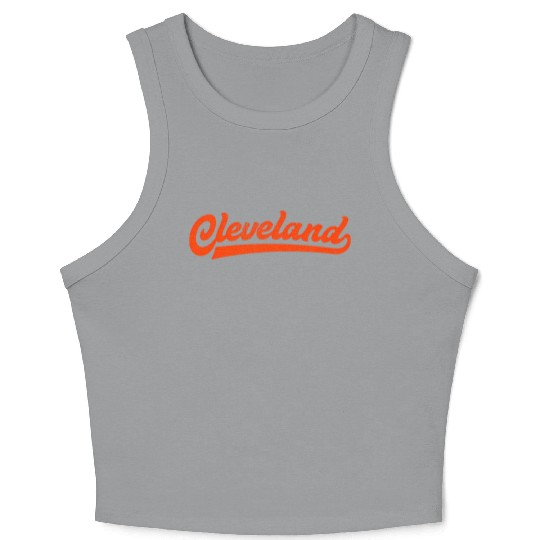 I Love Cleveland Ohio Sports Script Crop Tank Top