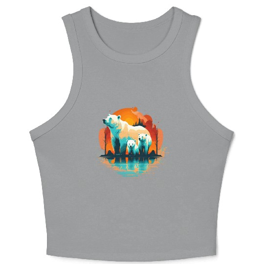 Polar Bear with cubs, Snow Spectrum Crop Tank Top