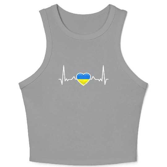 Heartbeat Ukraine Heart Ukrainian Flag Crop Tank Top