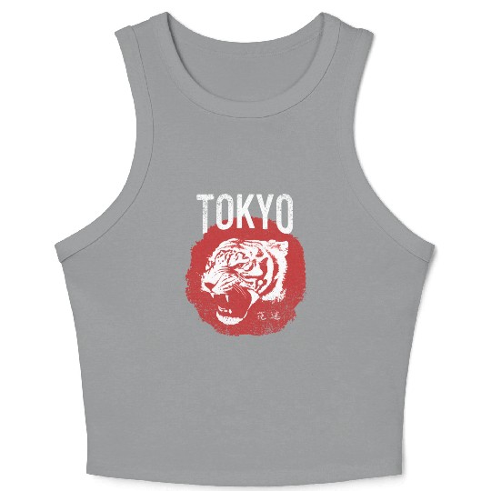 Tokyo Tiger Head Distressed Crop Tank Top