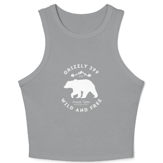 Grizzly 399 Wild Free Grand Teton National Park Crop Tank Top