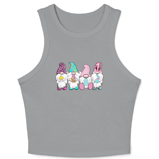 4 Easter Gnomes Pastel Spring Bunny Ears Gingham R Crop Tank Top