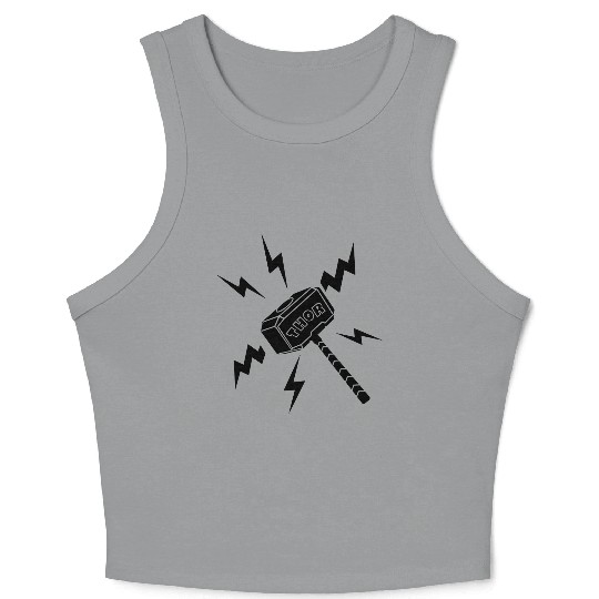 Thor hammer with the text 'THOR' Crop Tank Top