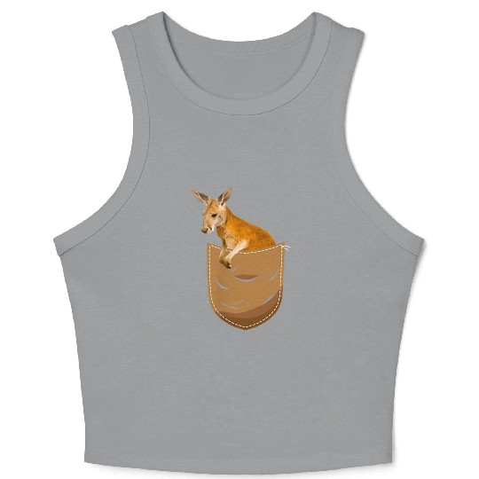 Kangaroo In Pocket Funny Animal Lover Crop Tank Top