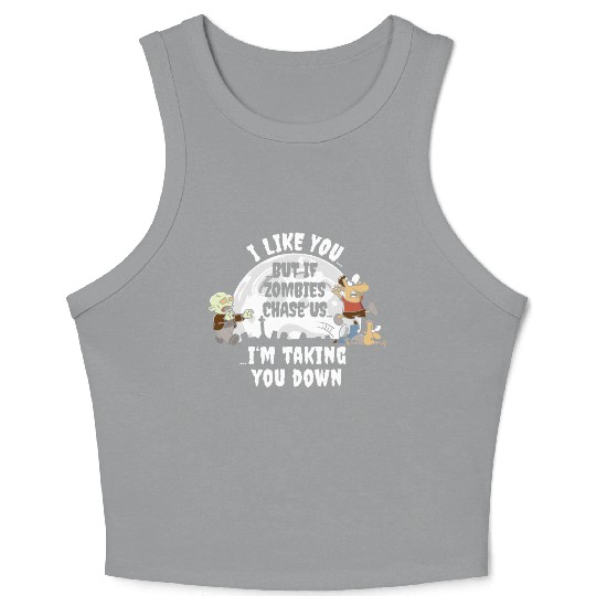I Like You But If Zombies Chase Us green Crop Tank Top