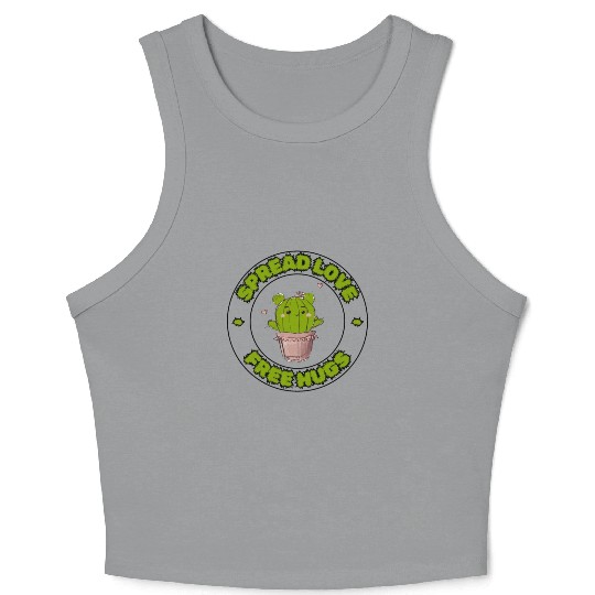 Spread Love Free Hugs Funny Cactus in a Pot Crop Tank Top