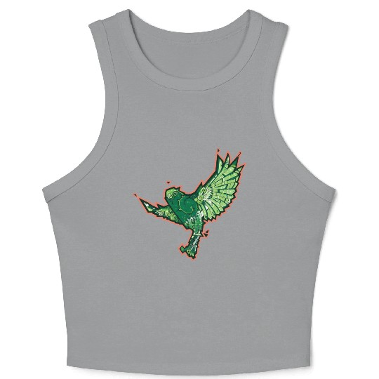 Green Bird Crop Tank Top
