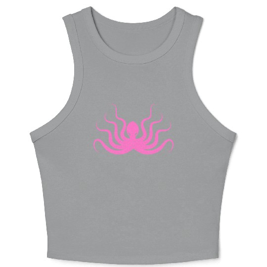 Menace Octopus Neon Pink Crop Tank Top