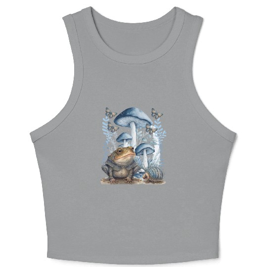 Cottage Core Mushroom Woodland Floral Crop Tank Top