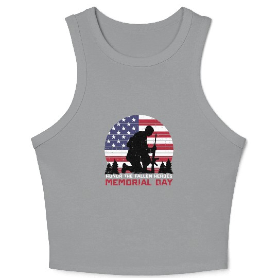Honor The Fallen Heroes Memorial Day Us Flag Crop Tank Top