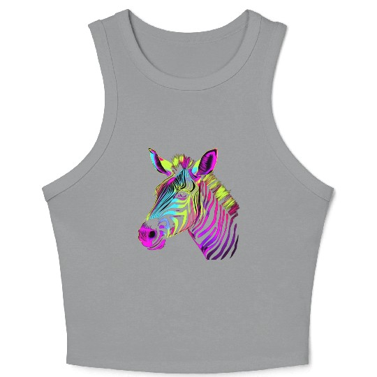 Zebra Neon Colors Portrait Crop Tank Top