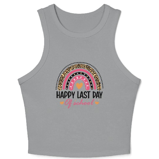 Leopard Rainbow Last Day Of School Teacher Crop Tank Top