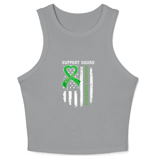 Usa Flag Support Squad Scoliosis Awareness Crop Tank Top