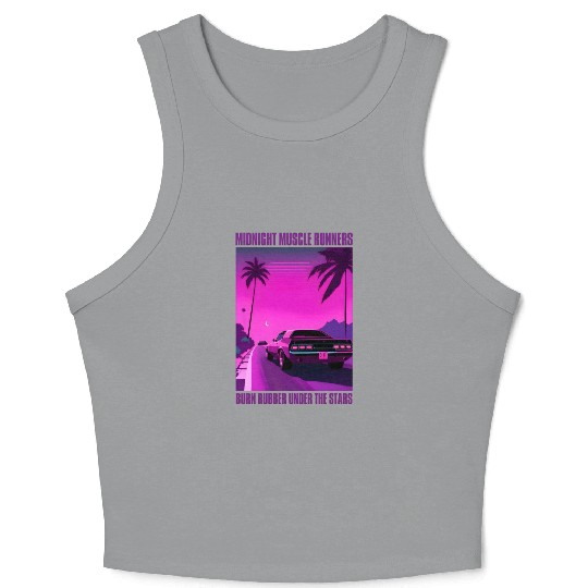 Vintage 80s Graphic Retrowave Muscle Car Racing Crop Tank Top
