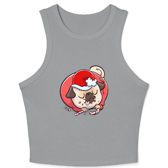 Pug Elf Candy Cane Crop Tank Top