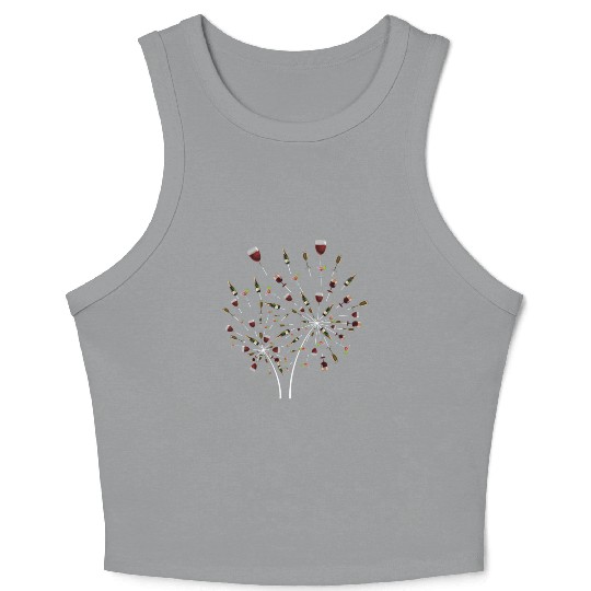Dandelion Wine Glass Champagne Bottle Of Wine Drin Crop Tank Top