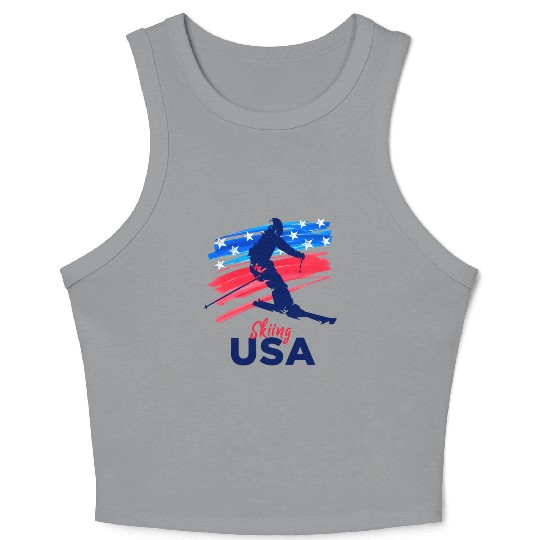 Skiing Usa Support The Team Usa Flag Ski Winter Crop Tank Top