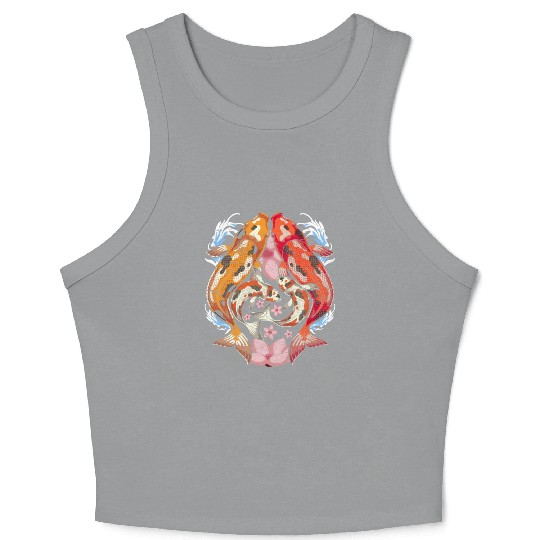 Japan cherry blossom gift sakura koi carp Crop Tank Top