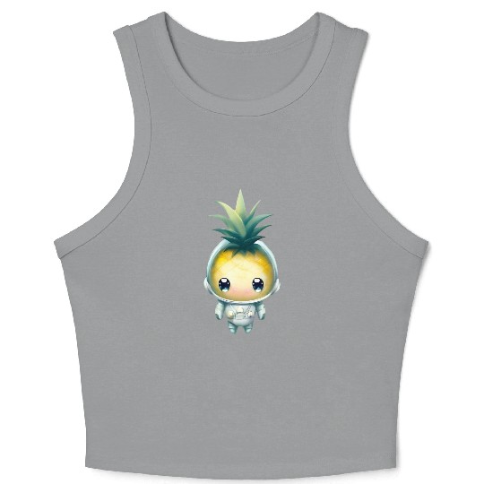 Kawaii astronauts pineapple Crop Tank Top