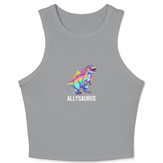 Allysaurus Dinosaur LGBT Community Dino Lover Pun Crop Tank Top