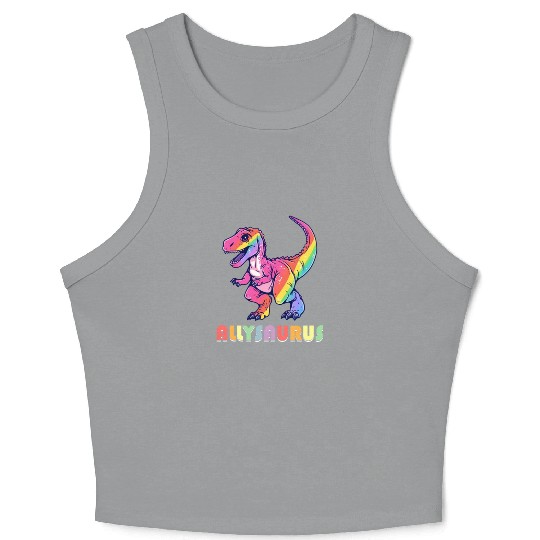 Allysaurus LGBT Transgender Dino Rainbow Lesbian Crop Tank Top