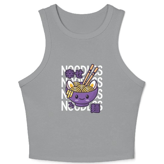Kawaii Ramen Noodle Bowl Noodles Purple Crop Tank Top