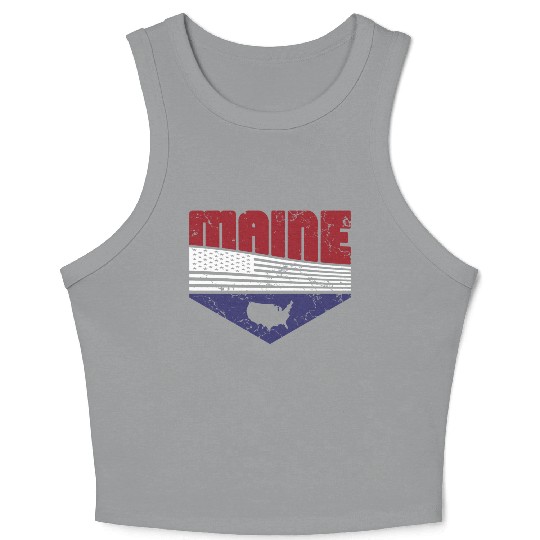 Retro Vintage Maine Usa Crop Tank Top