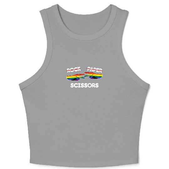 Rock Paper Scissors Funny Lesbian Pride LGBT Pun Crop Tank Top