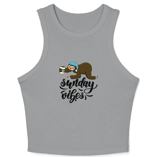 Sunday Vibes Sloth Crop Tank Top
