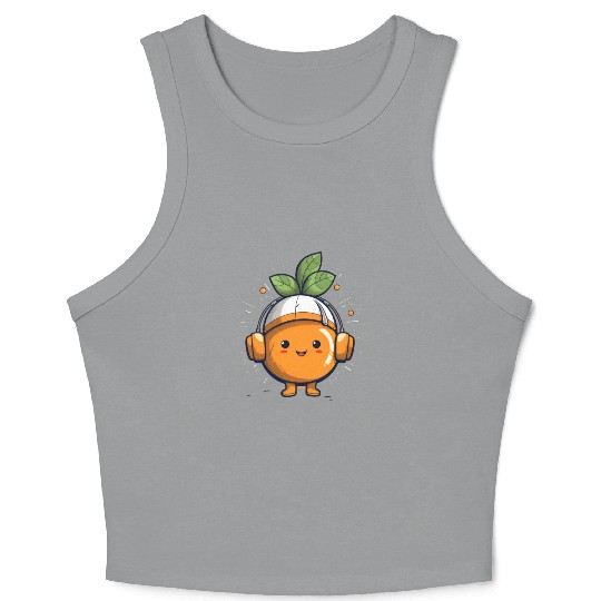 Orange Fruit Fruitarian Funny Cute Party Music Crop Tank Top