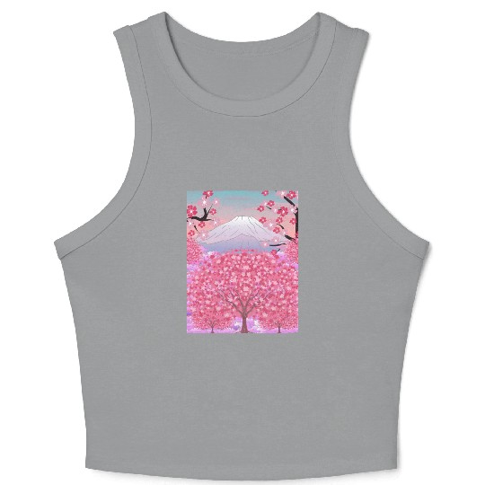 Japan nature mountain sakura gift cherry blossoms Crop Tank Top