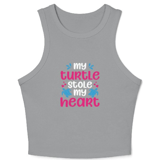 Sea Turtle Tortoise Valentines Day Crop Tank Top