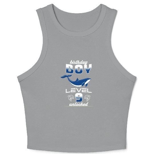Birthday Boy Level 9 Unlocked Dolphin Lover 9th Crop Tank Top