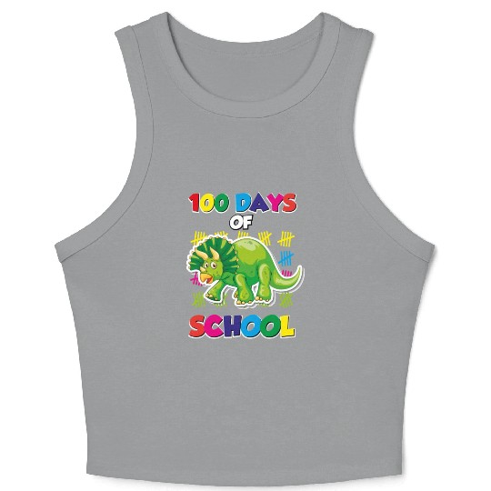 100 days of school green triceratops Crop Tank Top