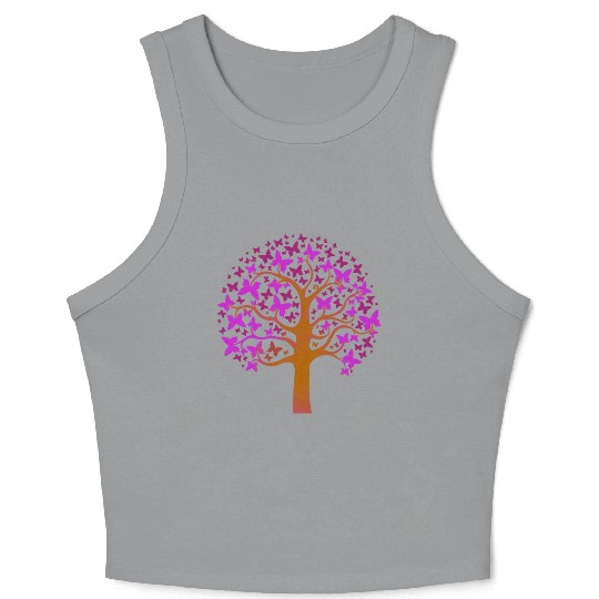 Purple Butterfly Nature Tree Crop Tank Top