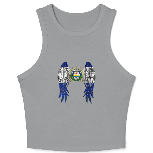 El Salvadorian Flag Angel Wings Jesus Christian El Crop Tank Top