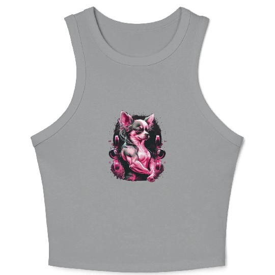 Pink Chihuahua | Fitness Girl Gym Sport Dumbbell Crop Tank Top