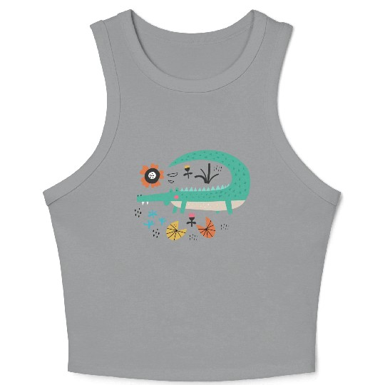 Happy Green Crocodile Crop Tank Top