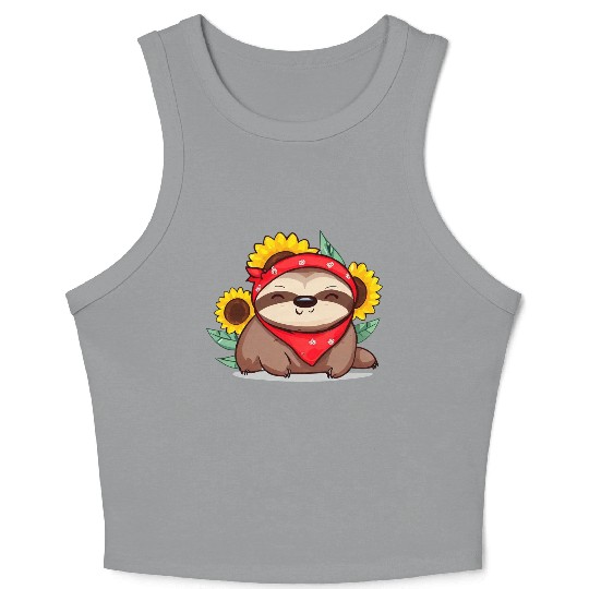 Sunflower sloth with bandana Crop Tank Top